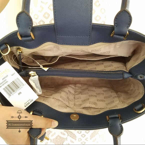 Michael Kors Medium Hailee Satchel Navy Bag NWT - Picture 8 of 8